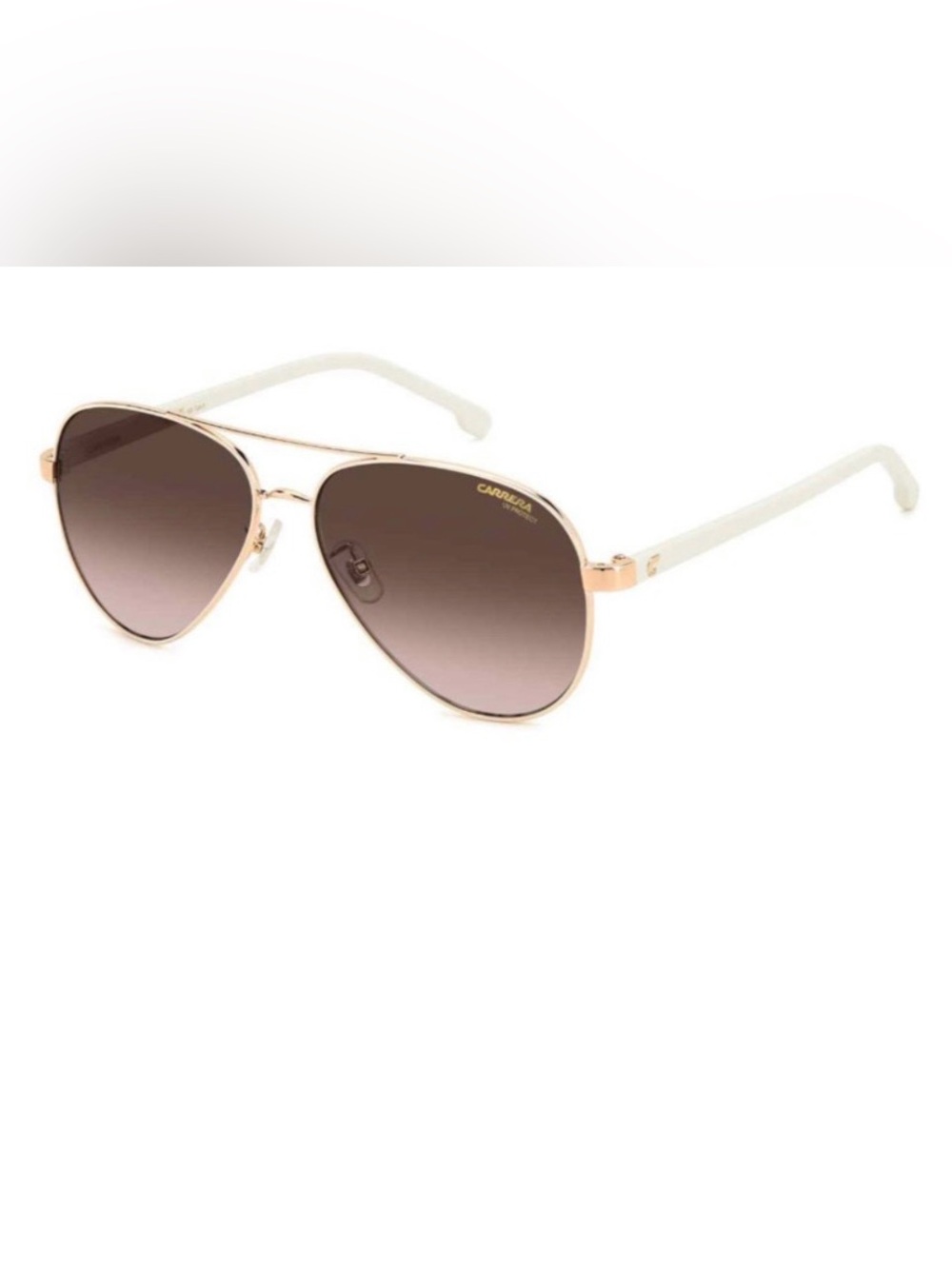 NWOT Carrera Gold Frame Sunglasses with Brown Gradient Lenses and Cream Temples